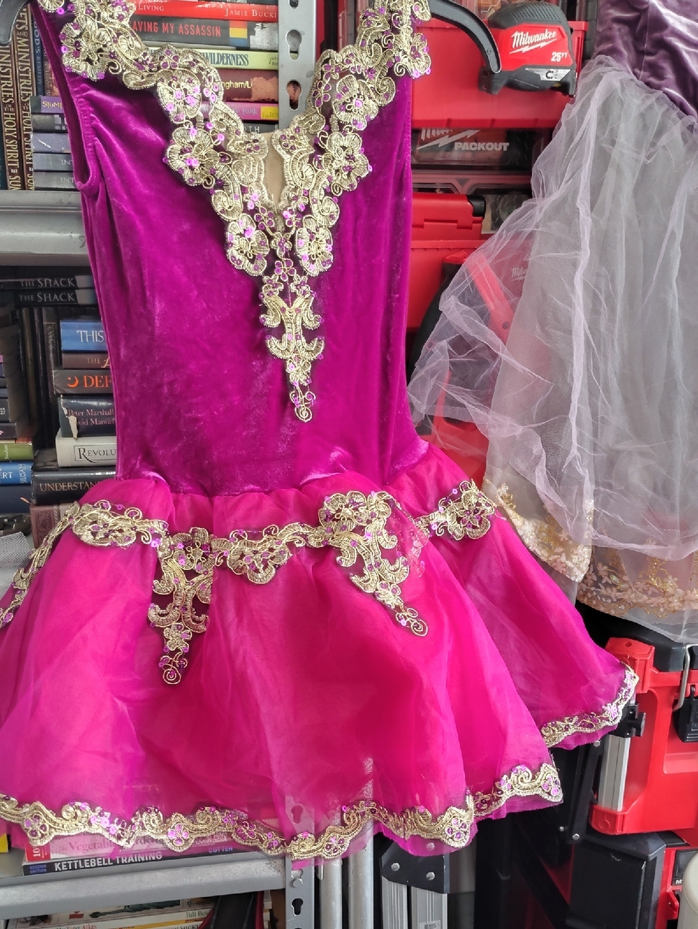 Girls Fuchsia & Hot Pink Princess Costume with Gold Trim Weismann
